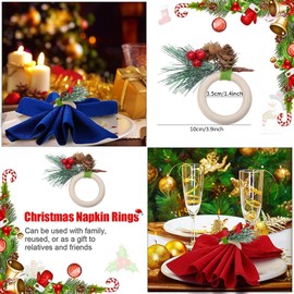 Wooden Christmas Napkin Rings- 4 Pcs Christmas Pine Cone Napkin Ring Set Napkin Holders Buckles for Table Decoration, Wedding, Banquet, Thanksgiving, Party