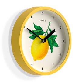Jones Clocks® Fruit Clock - Round Clock - Small Clock - Kitchen Clock - Office Clock - Modern Design - Designer Clock - Colourful Case - Fruit Art - Fruit Wall Clock (Lemon)
