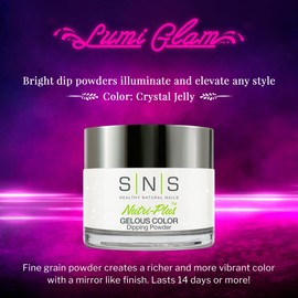 SNS Healthy Natural Nails SNS Nail Dip Powder, Gelous Color Dipping Powder - Crystal Jelly (White/Glow) - Long-Lasting Dip Powder Nail Color Lasts 14 Days - Low-Odor & No UV Lamp Required - 1.5 oz