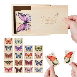 Juego de rompecabezas de mariposas de madera para emparejar a partir de 3 años, 38 piezas con caja de almacenamiento, juego de memoria Montessori de l