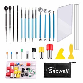 Secwell 58 Pieces Polymer Clay Tools Modelling Tool Set Sculpting Tool Kit for DIY Clay Ceramic Crafts for Crafts Sculpture Professionals and Beginners
