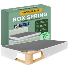 Greaton, Unassembled Twin XL Bed – 8-Inch Wood Box Spring Only – Amish Made in USA – Quiet Noise-Free Replacement Mattress Foundation – Packed Flat, Easy Assembly (White)