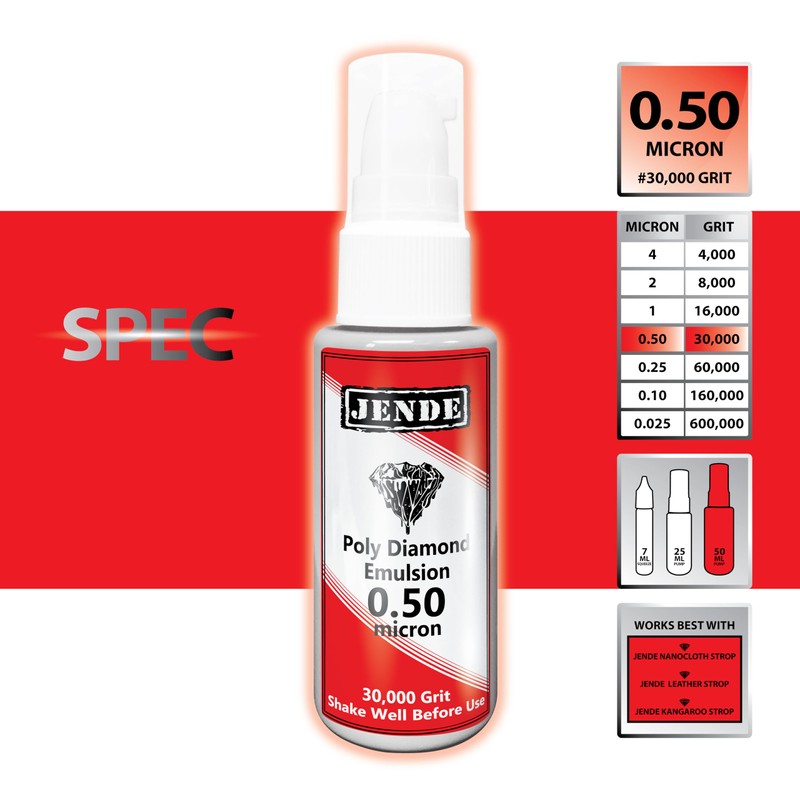 Jende 0.5 Micron Poly Diamond Stropping Emulsion 50ml
