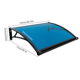 CILDON Window Door Awning Canopy, 40.15 x 30.31 x 9.25In Outdoor Awning, 187.39lbs Load, Withstand -40 to 248 ℉, for Patio, Garden Balconies, Garages, Protection Rain Snow Sunlight(PC Shed Panel)