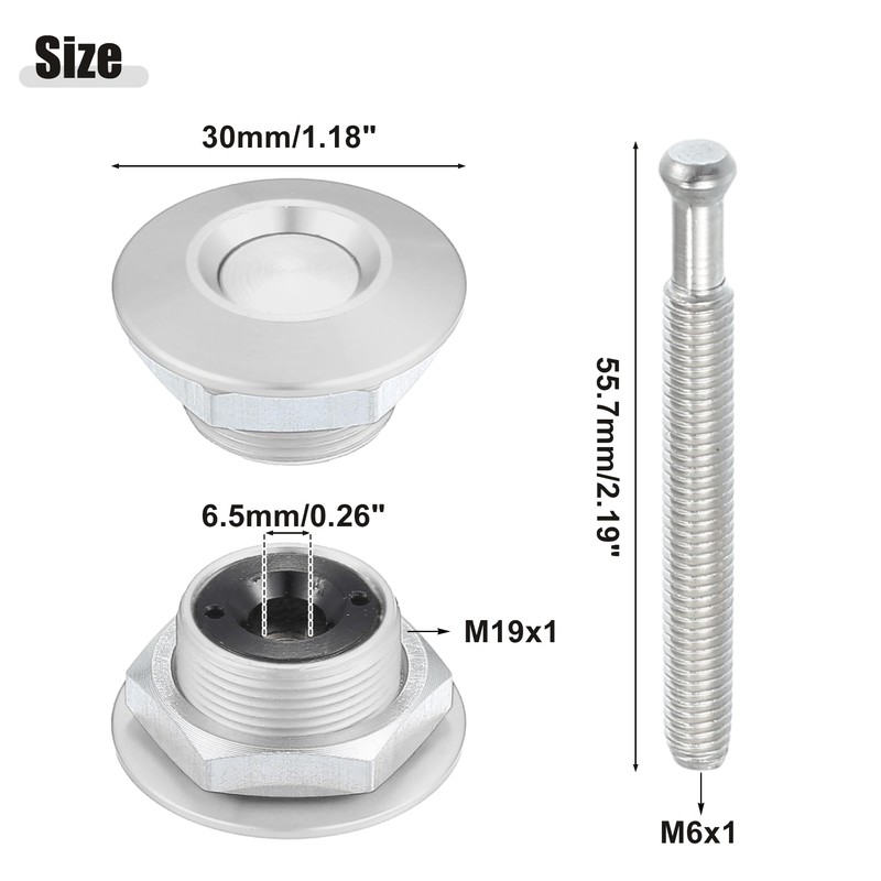 X AUTOHAUX Silver Tone Bumper Lock Latch Hood Lock Push