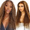 Tuheerst Blonde Human Hair Wig Curly Wave Echthaar Perücke Damen