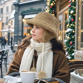 Croogo Winter Cute Bucket Hat Soft Faux Fur Hat Fashion Warm Hat Ear Protection Fisherman Cap for Women Men,Khaki-FHWP2402