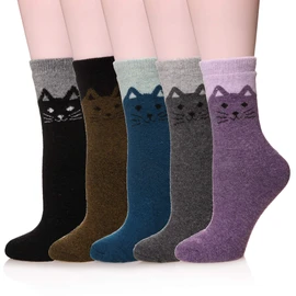 Velice Women Wool Socks Thick Thermal Hiking Warm Winter Crew Cushion Cozy Work Boot Socks 5 Pairs