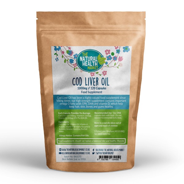 Natural Cod Liver Oil Capsules • Rich in Vitamins •