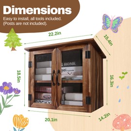 WONFUlity Library Box Outdoor,Free Library Box Little Outdoor Book Storage,Wood Cabinet for DIY Neighborhood Community School Sharing Books, Literature, Newspapers, Food, Art (brown, 22x20x18.5)