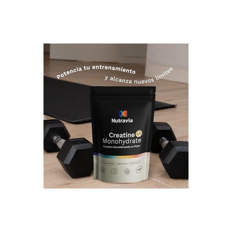 Creatina Monohidratada Pre Entreno para Mujer y Hombre - NUTRAVIA