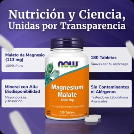 Malato Magnesio 1000mg Fórmula Potente 180 Tabletas