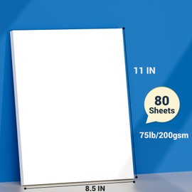 White Cardstock 8.5 x 11, Thick Printer Paper 75 lb/200 gsm, 80 Sheets Card Stock, Heavy Card stock, CardStock Paper for Invitations, Diy Cards, Business Cards, Menus, Crafts, Drawing etc
