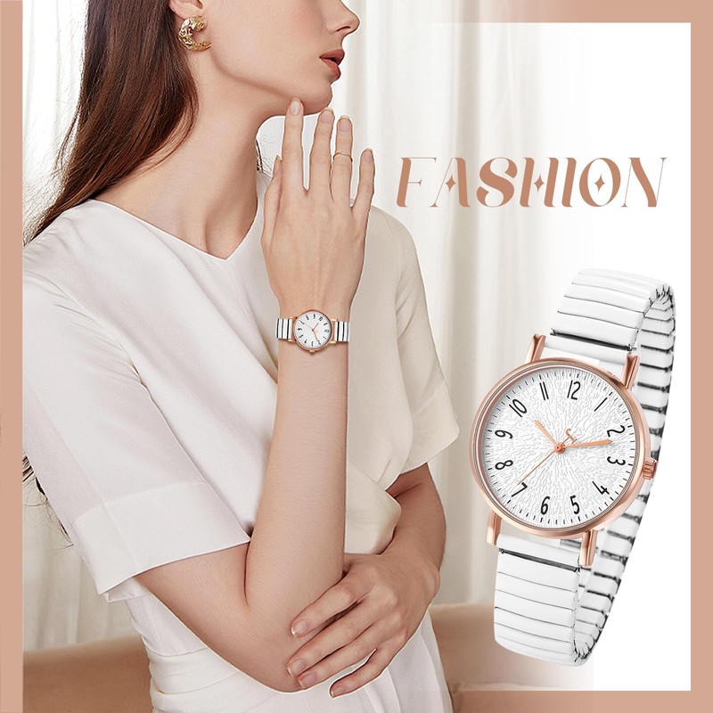 Oidea Women's Elastic Strap Watches: Large Face Arabic Numerals Analog