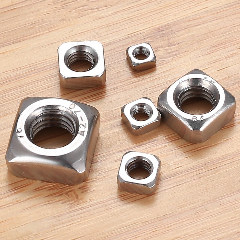 Square Nut, 150 Pieces Stainless Steel Square Nuts, Thread Nuts,
