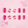 Valentine Press on Nails Extra Short Square Rose Red Fake