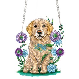 AiYuanzsh Puppy Dog Diamond Art Painting Hanging Pendant Kit Animal Special Shaped Diamond Dots Art Acrylic Ornaments Diamond Art Pendant for Adult Home Wall Window Decor Gift