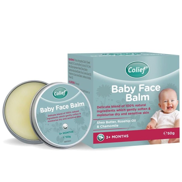 Colief Baby Face Balm | 100% Natural Oils & Butters for Infants | Gently Moisturise Baby's Dry & Sensitive Skin | Contains Shea Butter, Chamomile, Rosehip Oil, Coconut Oil | for Babies 3+ Months 50g