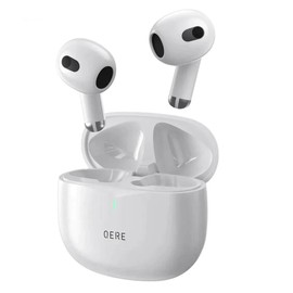 QERE True HiFi Stereo IPX5 Waterproof In-Ear TWS Headset Earbuds 5.3 Bluetooth Low Latency Earphones (White)