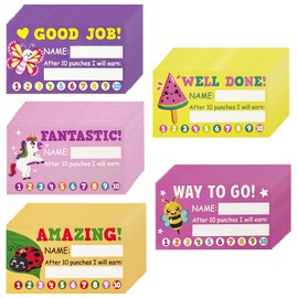 Zoyiancy 250 Pcs Punch Cards, Incentive Student Behavior Cards, Behavior Reward Punch Cards, Awards Loyalty Cards for Classroom Family Behavior Students Teachers（5 Styles）