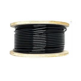 1/8" Coated to 3/16" Diameter, 7x7 Construction, Black Vinyl Coated Cable: 50, 100, 250 and 500 Ft (200 ft Reel)