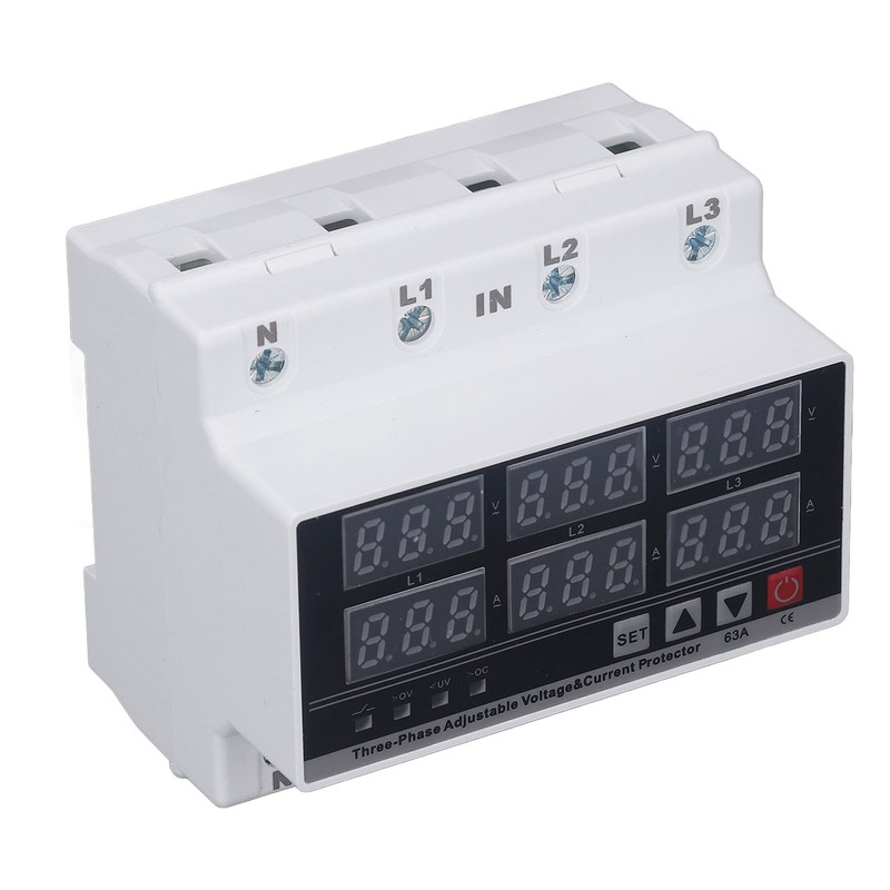 Under Over Voltage Protector 63A 3 Phase 4 Wire Adjustable