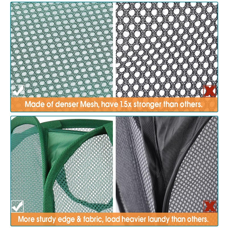 Durable Collapsible Laundry Baskets, Tear-resistant Pop Up Hamper for Laundry,