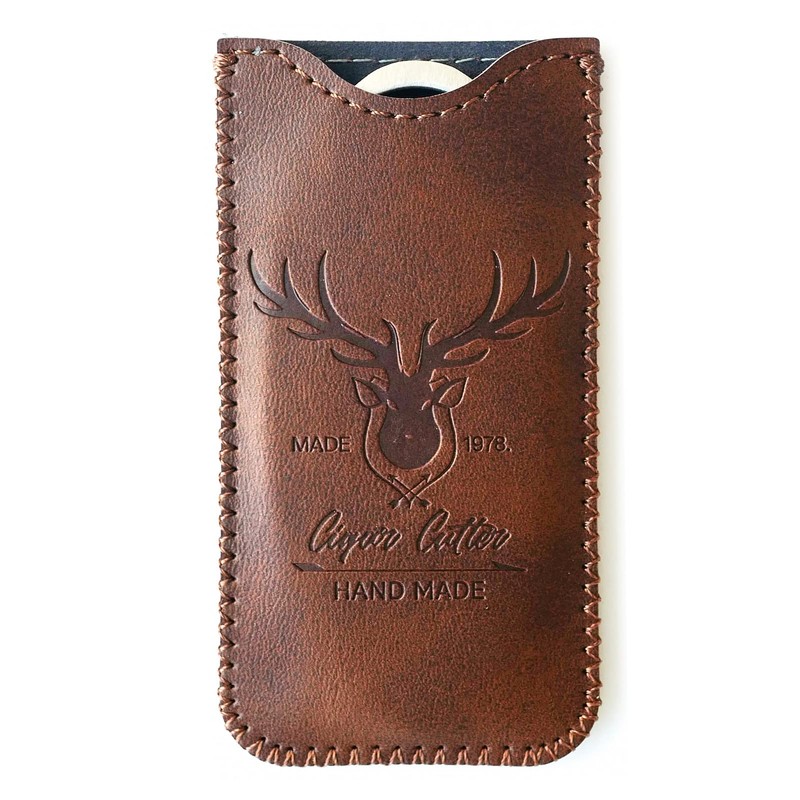 Stainless Steel Cigar Cutter with Leather Case,Double Blade for a