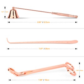 YURROAD 3PCS Stainless Steel Candle Snuffer Extinguisher Candle Wick Trimmer Accessory Set - Rose Gold