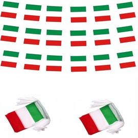 2 Packs Italy Flag Banner String - Italian Small Mini Bunting Banner for Indoor & Outdoor Decorations (60 feet long&60 flags)