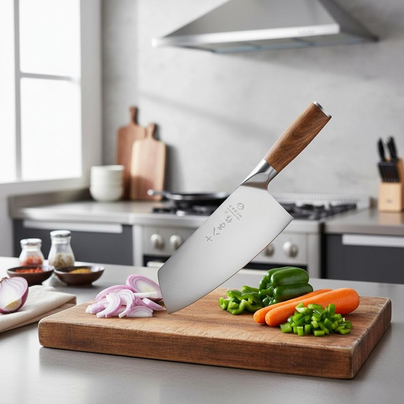 SHI BA ZI ZUO Meat Cleaver Knife, 7.5-inch Professional Stainless