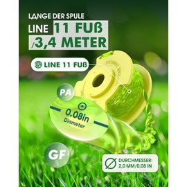 LADAMI Pack of 9 Replacement Spool for Grass Trimmer, Diameter 2.0 mm and 3.4 m Length Thread Spool