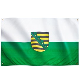 Runesol Saxony Flag for Balcony, 91 x 152 cm, Saxony Flag with 4 Eyelets, Saxon State Flag, Germany State Flag, Premium Flags for Indoor and Outdoor Use, Bright Colours