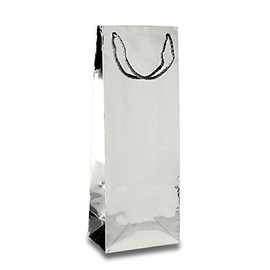 Paper Mart Bottle Metallic Silver Euro Bags | Quantity: 100 | Width: 5" Gusset - 3"
