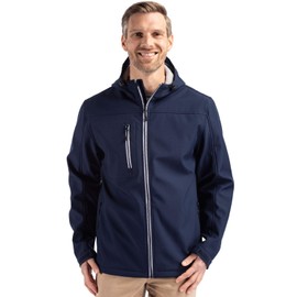 Clique Telemark Eco Stretch Softshell Full Zip Mens Hooded Jacket, Dark Navy