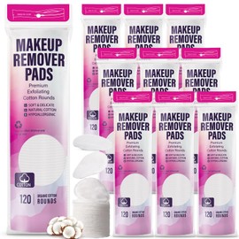 Maxcheck 1200 Count Cotton Rounds Bulk Exfoliating Cotton Rounds Makeup Remover Pads Cotton Rounds for Face Facial Pads Cotton Rounds Cotton Pads Makeup Remover Cotton Facial Pads, Lint-Free
