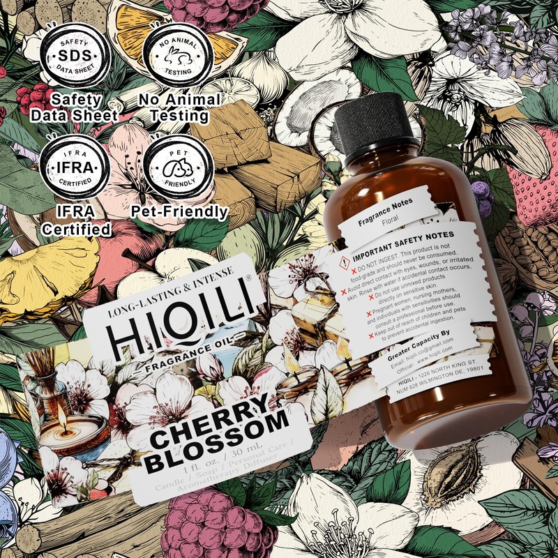 HIQILI Cherry Blossom Fragrance Oil, Floral Perfume Oil, Candle Scents