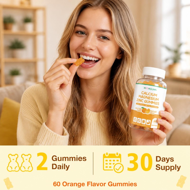 Calcium Magnesium Zinc Gummies - 1000mg Calcium with Vitamin D3,