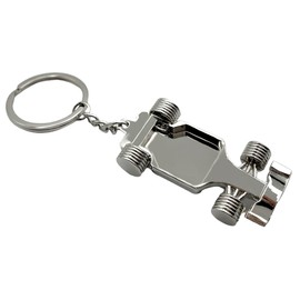 AUTOZOCO Car Formula 1 Metal Key Fob F1 Automobile Key Fob Metal Key Fob Racing Car Metal Key Fob Formula 1 Silver L, silver