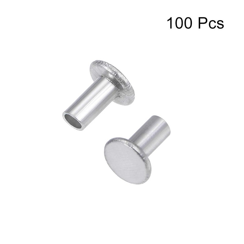 sourcing map 100 Pcs 2mm x 4mm Aluminum Flat Head