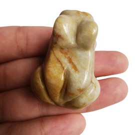 Loveliome Yellow Jade Frog Crystal Figurine, Small Hand Carved Pocket Healing Crystal Statue Animal Sculpture 1.5 Inches
