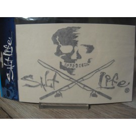 Salt Life Decal - 6.5" Small Surface Mount Sticker - Skull & Rods - Black SAD934