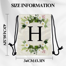 Zewurtuw Initial Letter Drawstring Backpack String Sports Gym Bags Waterproof Sackpack Cute for Men Women Beach (13"×17") (Letter-H)
