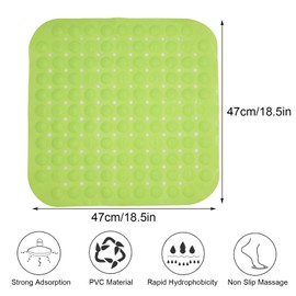 Cresitch Shower Mat, Non-Slip Shower Mat, 47 x 47 cm, Shower Mat, Non-Slip Square, Bath Mat, Shower Mat, Non-Slip Shower Mats with Suction Cups, Shower or Bathtub, Blue