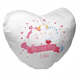 Heart Cushion With Names Luna and Unicorn Cuddle Pillow A Heart For Lovers Valentine's Day/Valentine's Day Gift