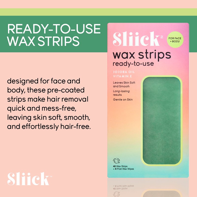 Sliick Ready-to-Use Wax Strips for Hair Removal – 40 Hair
