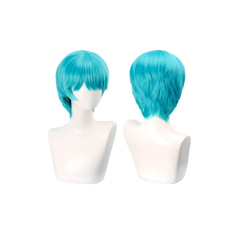 Mens Short Blue Wig Costume Cosplay Anime Hair, Jasa Idol
