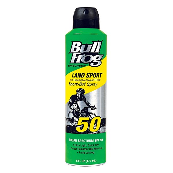 Bullfrog Sunscreen Land Sport-Dri Spray SPF50, 6 oz