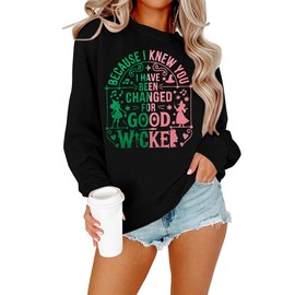 Musical Sweatshirt Women Changed for Good Musical Movie Fan Gifts Tee Witch Princess Graphic Long Sleeve Tops Black