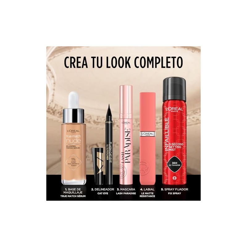 L'Oréal Paris Mascara de Pestañas Lash Paradise Negro, Lavable para